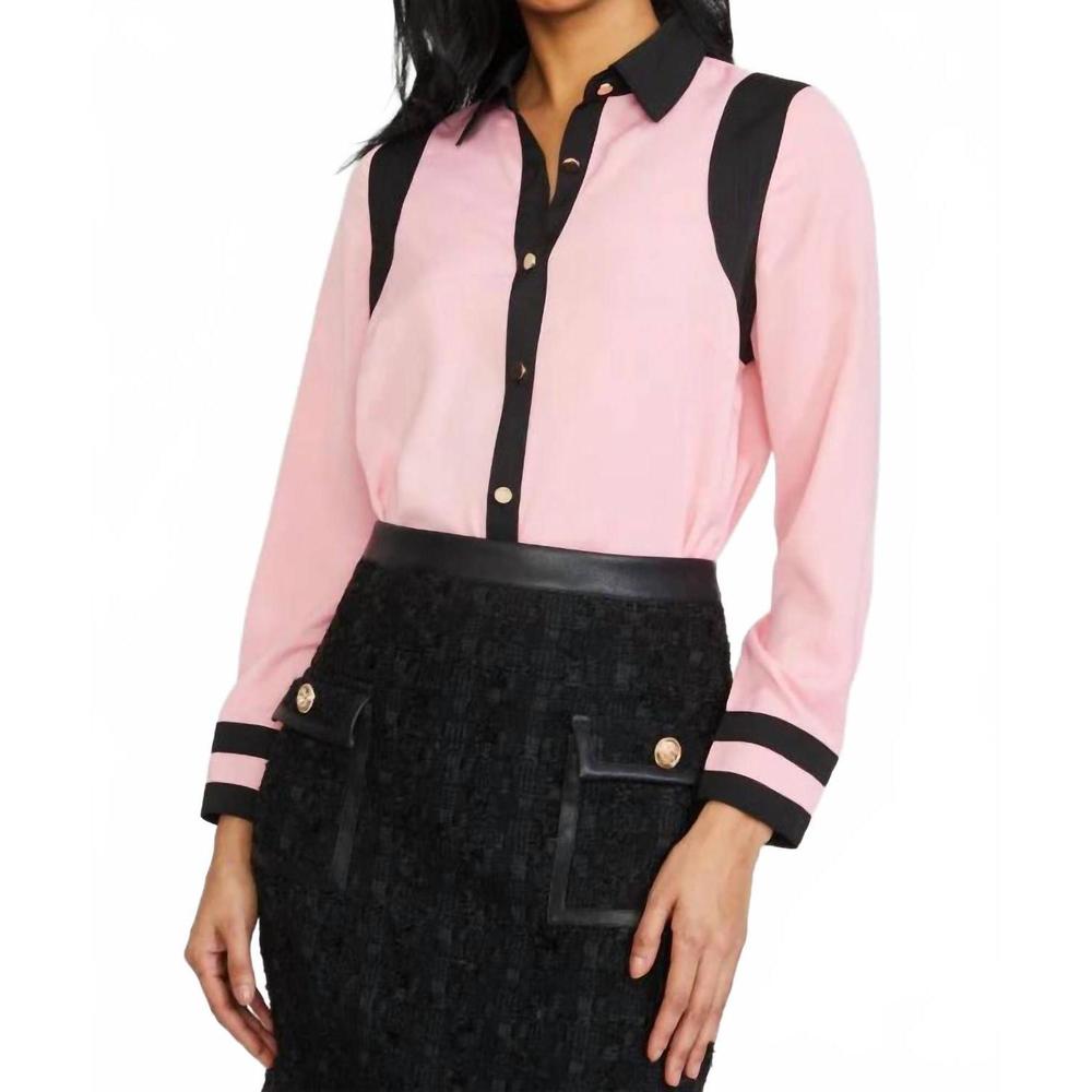 NEW STELLAH color block long sleeve shirt in pink